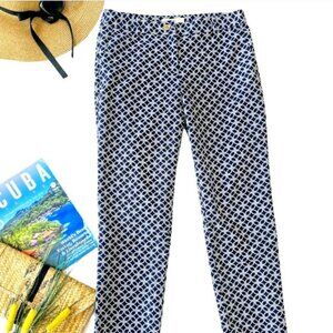 Michael Kors Women's Dress Pants Size 6 Navy Blue White Nautical Straight Leg